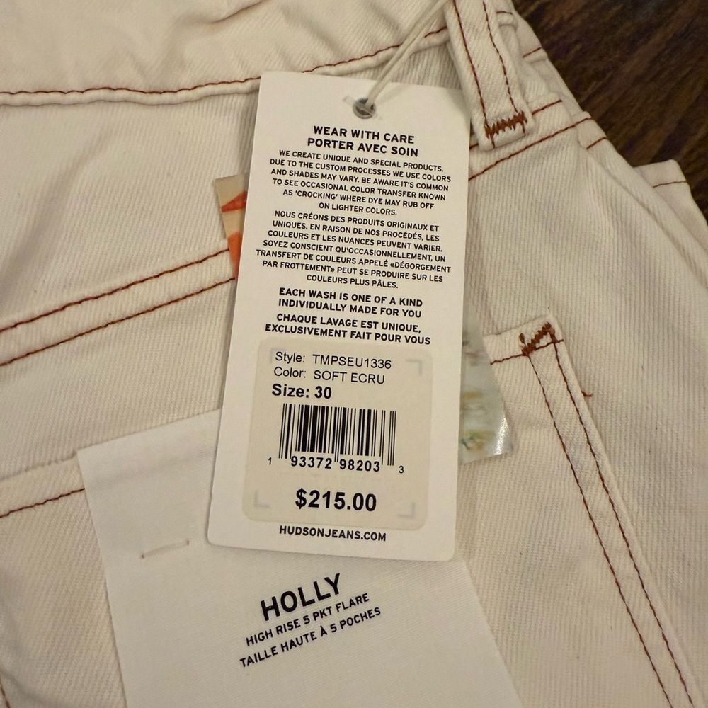 HUDSON Holly High Rise 5 Pocket Flare Jeans Ecru - Picture 9 of 9